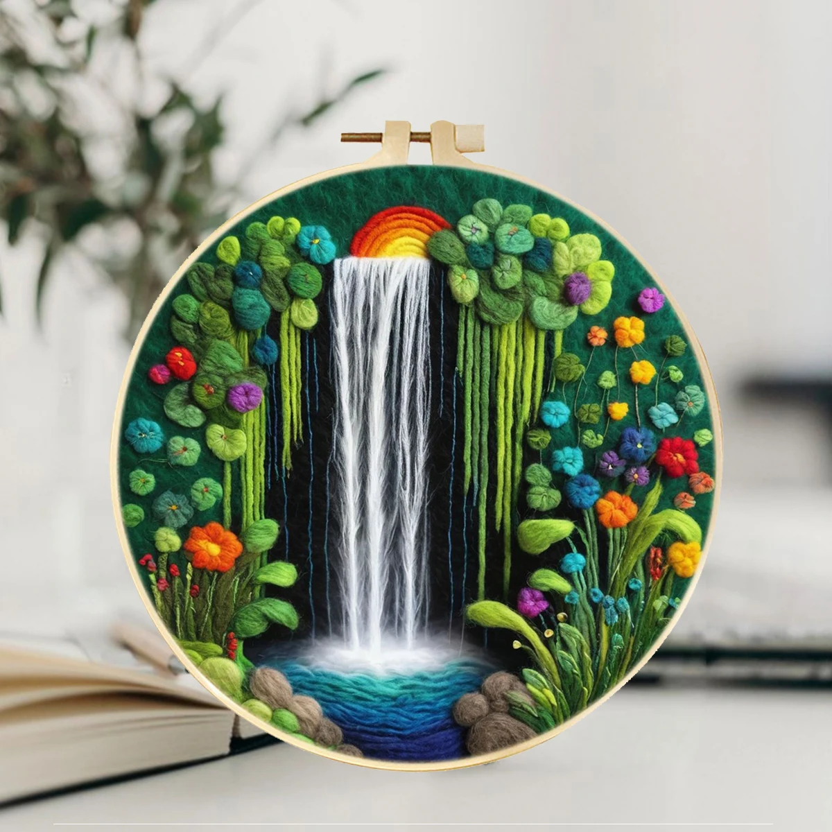 Waterfall Needle Felt Starter Kits For Adults Diy Wool Felting Painting Beginners Kit Embroidery Frame Wool Needlework Crafts