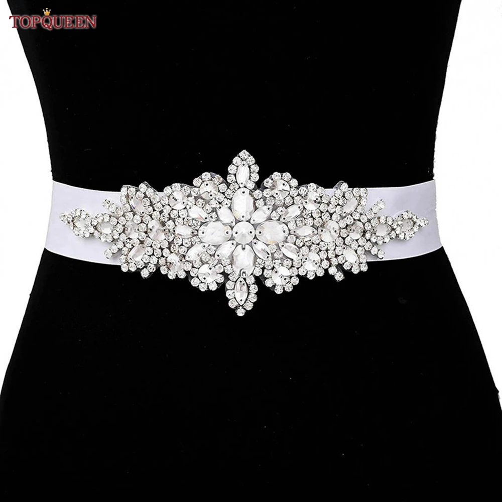 TOPQUEEN S01 Women's Belt Luxurious Bride Bridal Sash Rhinestone Applique Wedding Accessories for Evening Party Prom Gown Dress