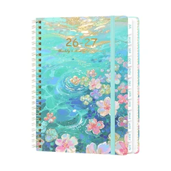 Hardcover 2027 Planner Notebook with Artistic Cover and Elastic Strap - 140 Sheets (E)