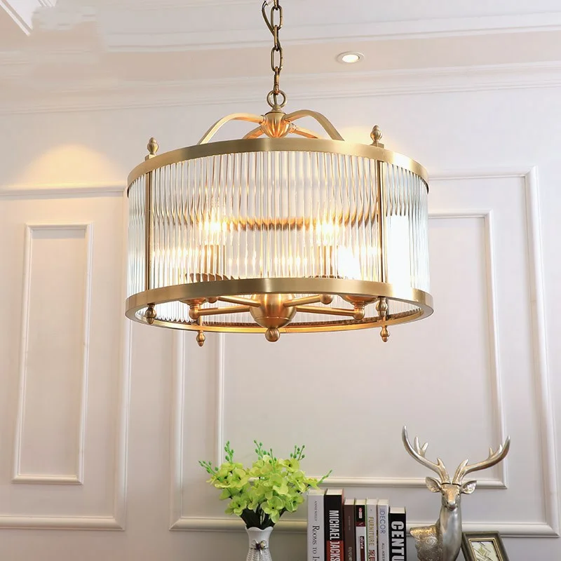 

Vintage Glass Copper Living Room Pendant Lamp Circular High Quality Hanglamp Home Decoration Pendant Lights Dining Room Lamp