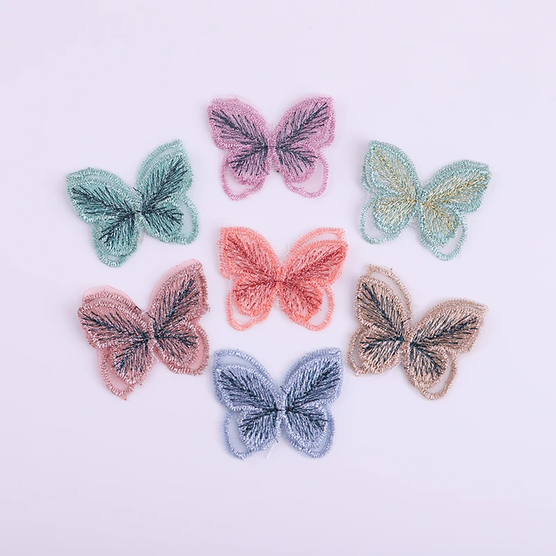 10 шт. изысканные цветные золотые нашивки-бабочки 4 см, двухслойная вышивка, отделка, украшение, одежда, аксессуары 10 шт. изысканные цветные золотые нашивки-бабочки 4 см, двухслойная вышивка, отделка, украшение, одежда, аксессуары
