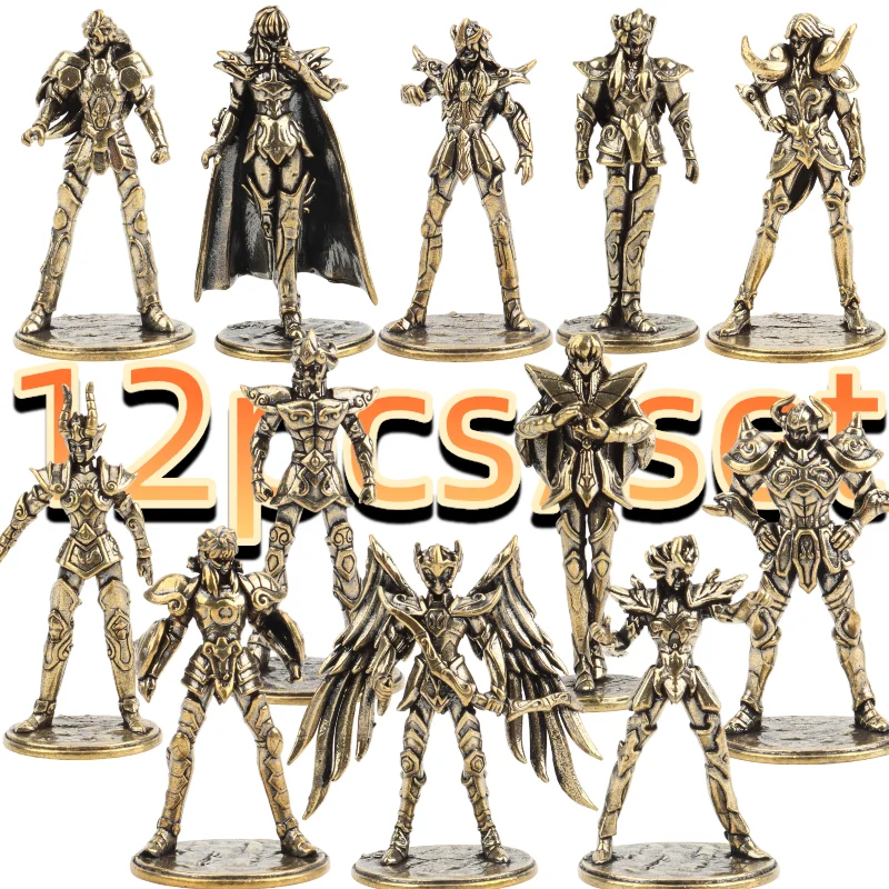 Saint Seiya Messing Gold Saint Mini-Figuren Vintage Metall-Ritter Die Tierkreisstatuen Zwölf Goldene Heilige Sammlerstücke Modell-Spielzeug Geschenke