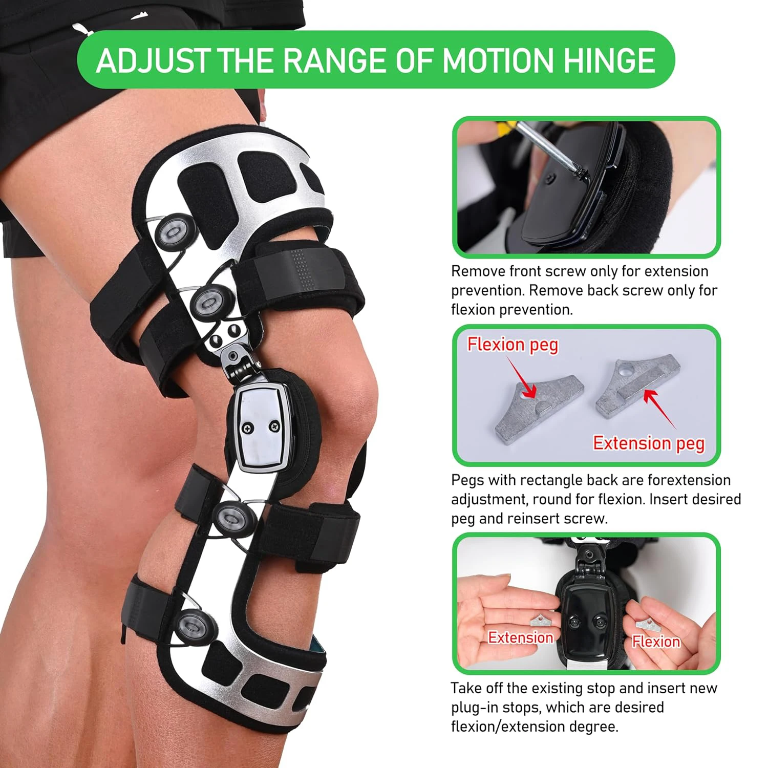 Hinged Knee Support Brace Dual Hinges and Adjustable Cross Straps Helps  Stabilized Knee for Arthritic/Acl/Meniscus Tear/Sports Injuries/Walking