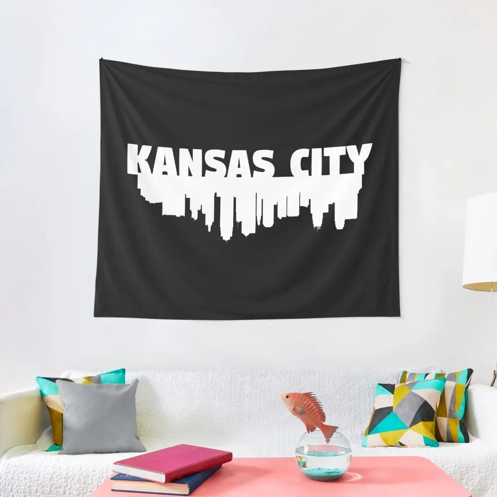 

Kansas City and Skyline - Black Tapestry Decor For Bedroom Wall Hanging Wall Tapestry