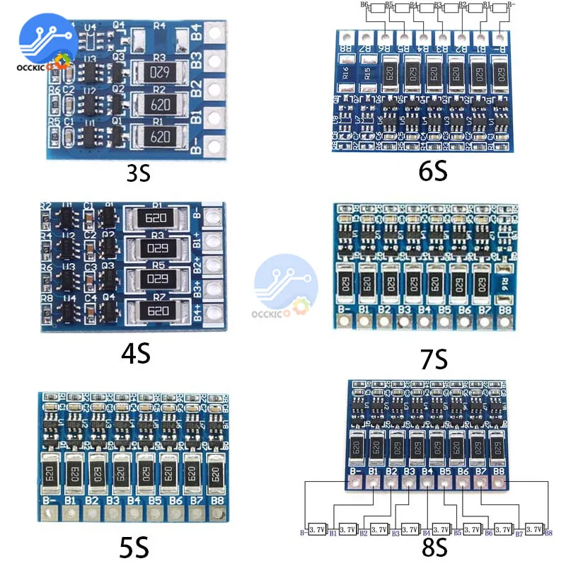 Vue de face du chargeur multiport BMS Li-ion 3S-8S 10A-30A équilibreur batterie avec écran LCD et boutons.