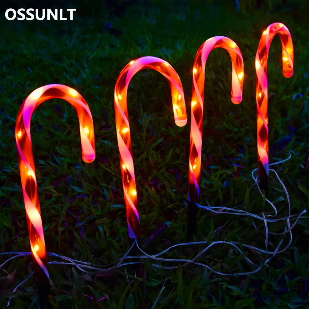 

Solar Lawn Light String Christmas Candy Cane Lights Outdoor Waterproof Lampe Solaire Exterieur Crutch Christmas Decoration 2023
