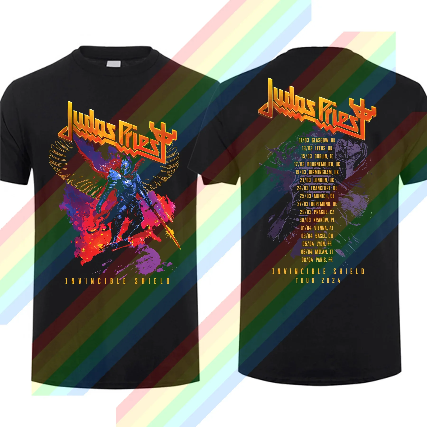 Men Summer T Shirt Judas Priest The Invincible Shield Winged Man Tour Tour T-shirt Short Sleeves Cotton S-3XL