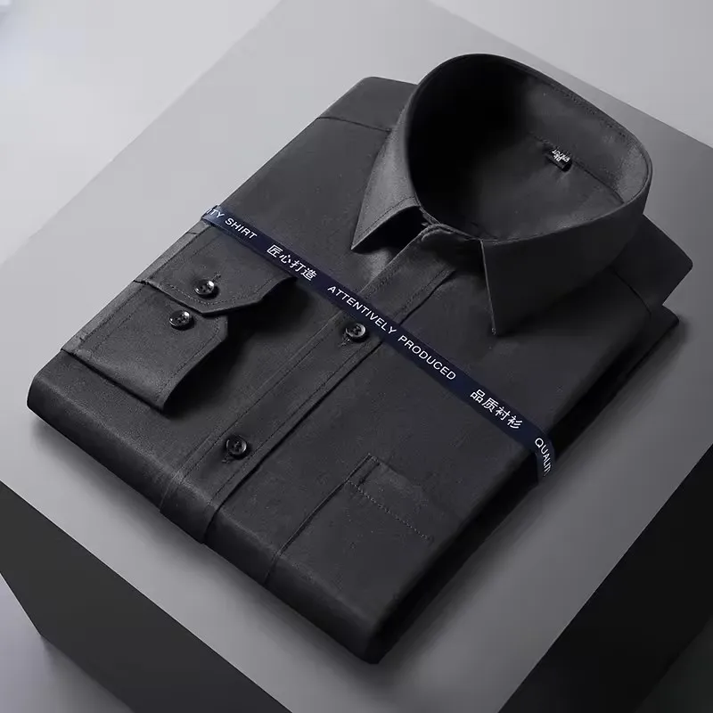 الرجال قميص رسمي طويل الأكمام الخريف مكتب بلون موض...