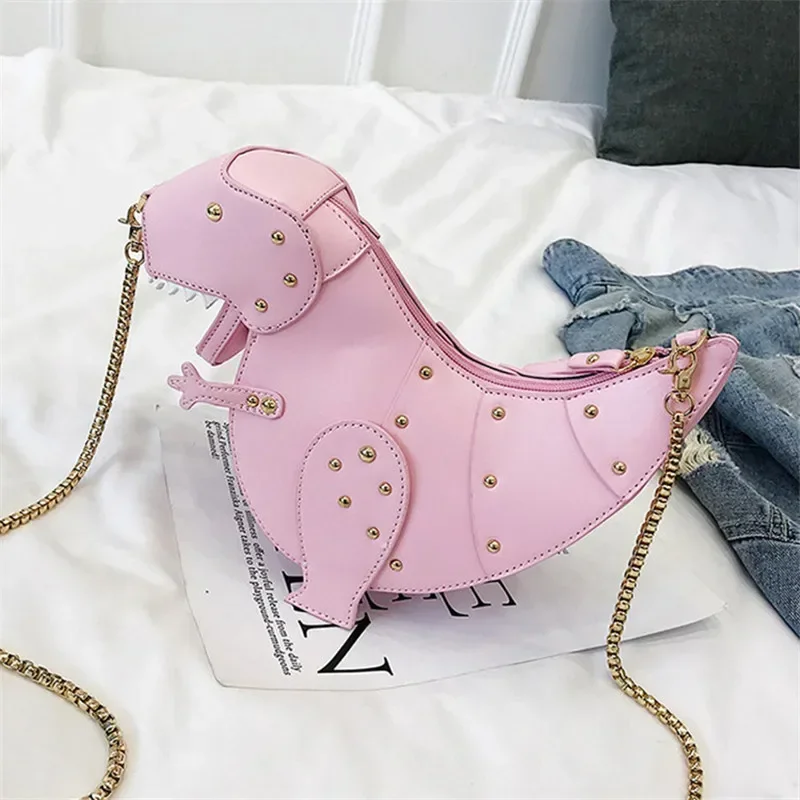 

Женские кошельки и сумочки с заклепками в виде динозавра, сумка на плечо с цепочкой, дизайнерская маленькая сумка через плечо, женский клатч из искусственной кожи