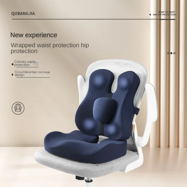 Memory Foam Seat Cushion Waist Back Support Pillow Set Orthopedic Ergonomic Coccyx Relief Hip Lumbar Pad for Office Chair Car 1