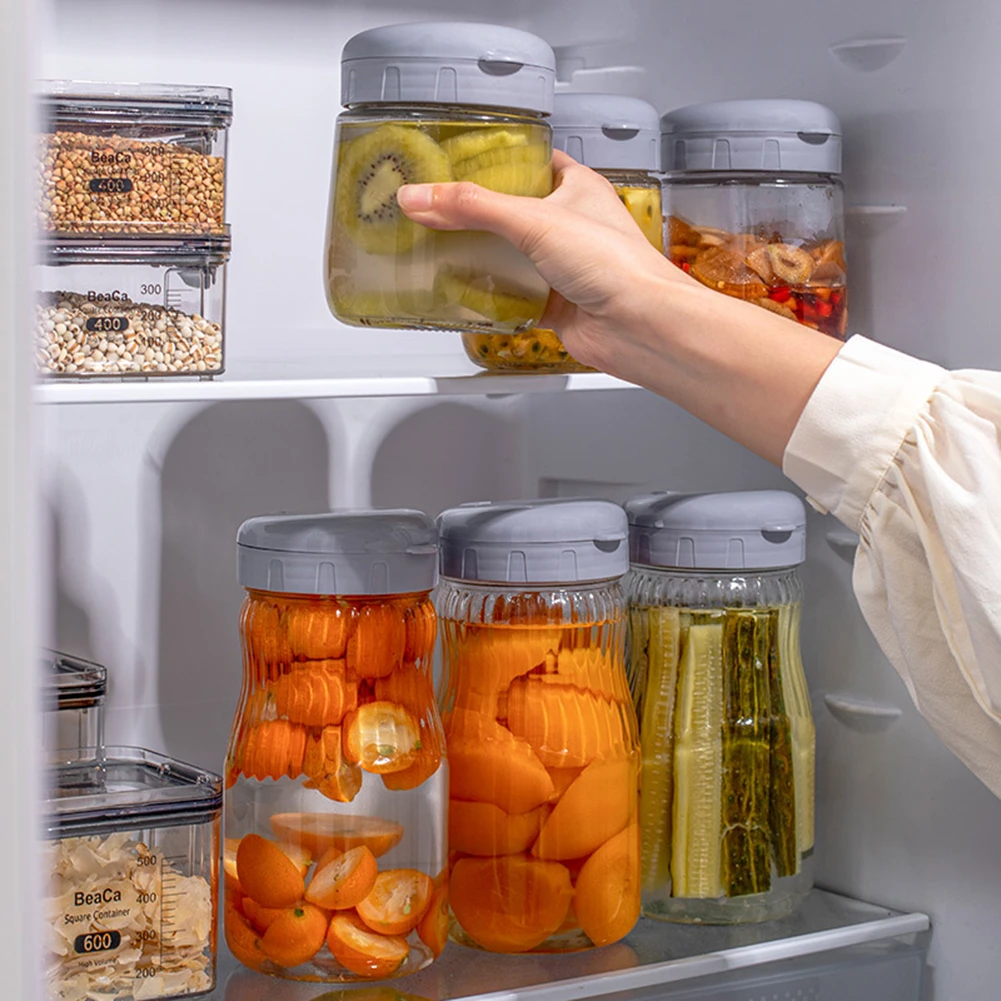 밀폐 용기, 500/980ml, 식품 등급 유리 용기, 김치 피클 용기, 휴대용 곡물 보관 병, 주방 보관 용기