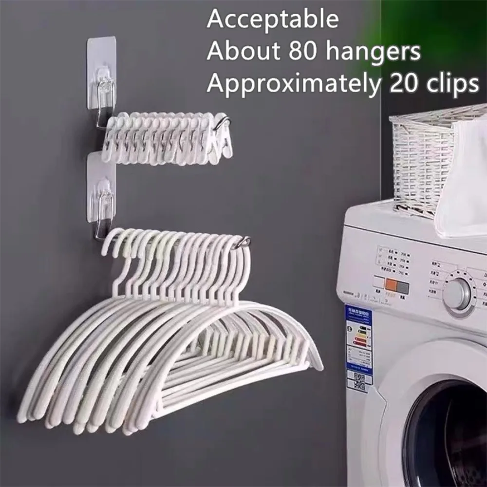 Versatile Wall-mounted Hanger Storage Space-saving Foldable Clothes Hanger Rack Windproof Anti-slip