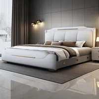 Lit de rangement nordique rembourré, esthétique de chambre à coucher, lit lounge, tables de chevet, cadre de lit, lits doubles, accessoires pour la maison 3