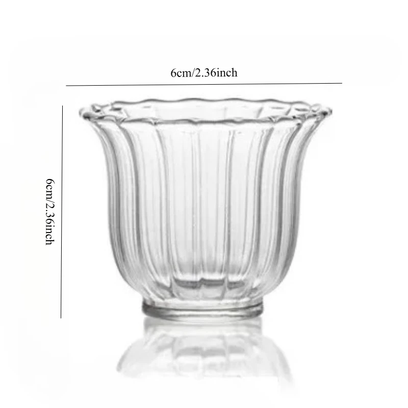 1 PieceHeat Resistant Nordic Clear Ripple Teacups Black Tea Cup Small Capacity Master Cup Soju Sake Shot Glass Tumbler Cup