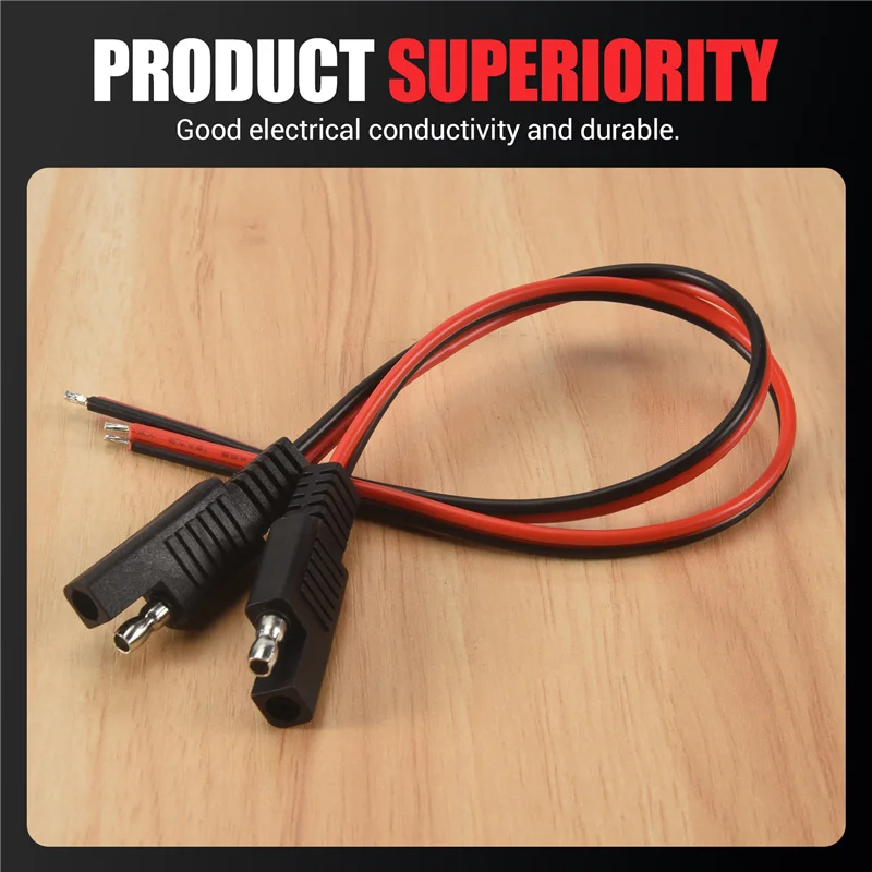SAE-Stecker Verlängerungskabel 30 Cm, 10 AWG - Für Solar, Motorrad, Auto, 2 Stück, Schnellverbindung