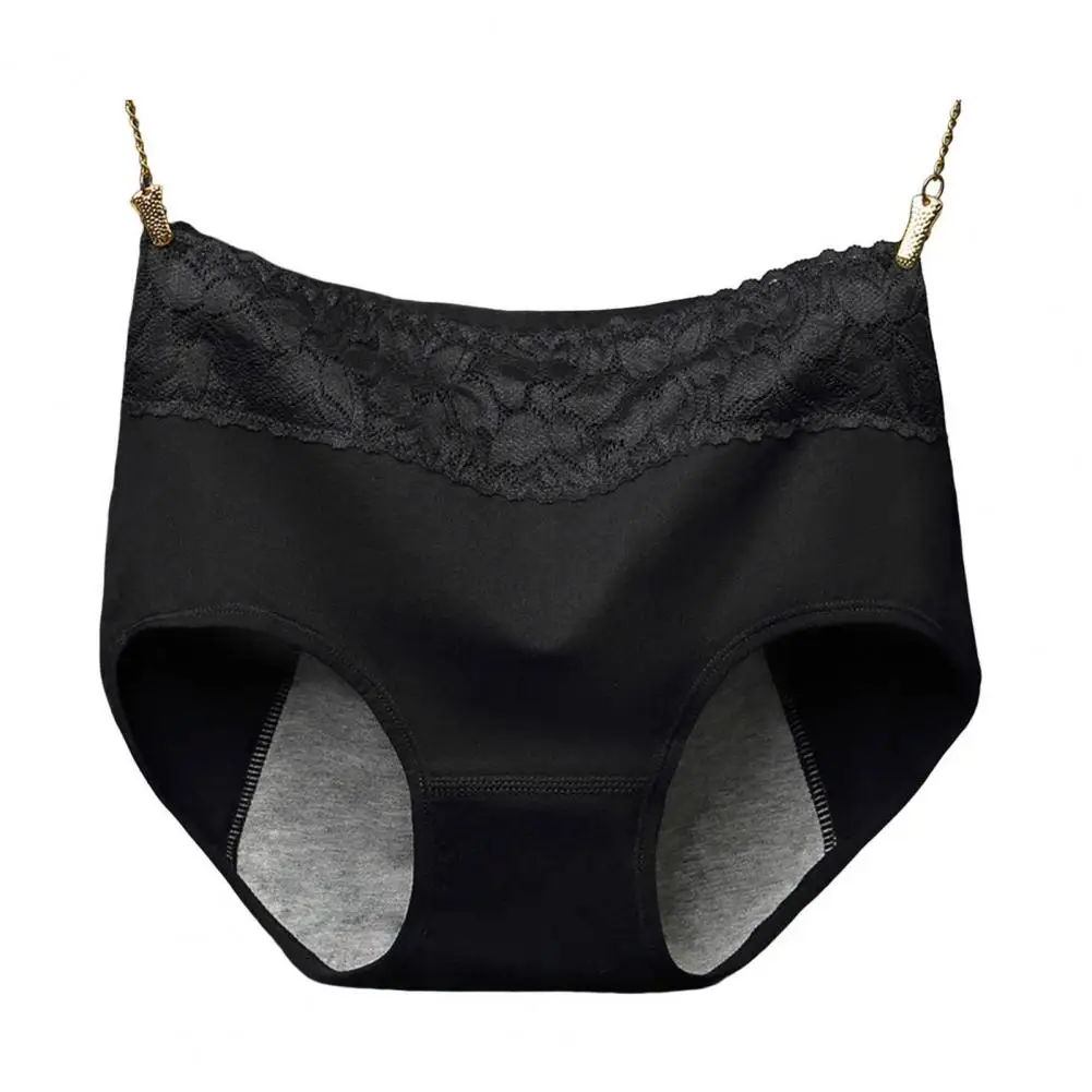 Women Panties Lace Patchwork Plus Size Seamless Leak Proof Menstrual Period Briefs for Daily Wear 4