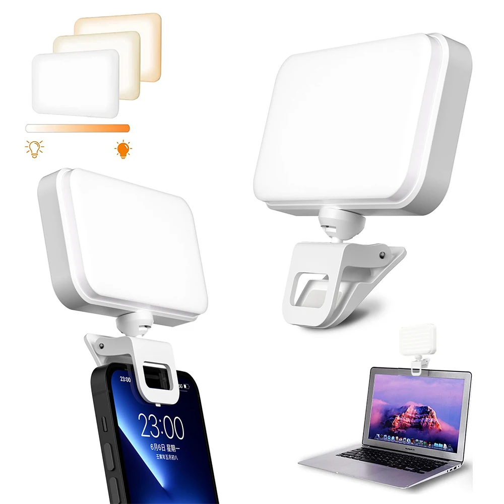 

LED Video Light Selfie Light Camera Light Rechargeable for Phone Computer Dimmable Fill Lamp for Conference Photography Makeup