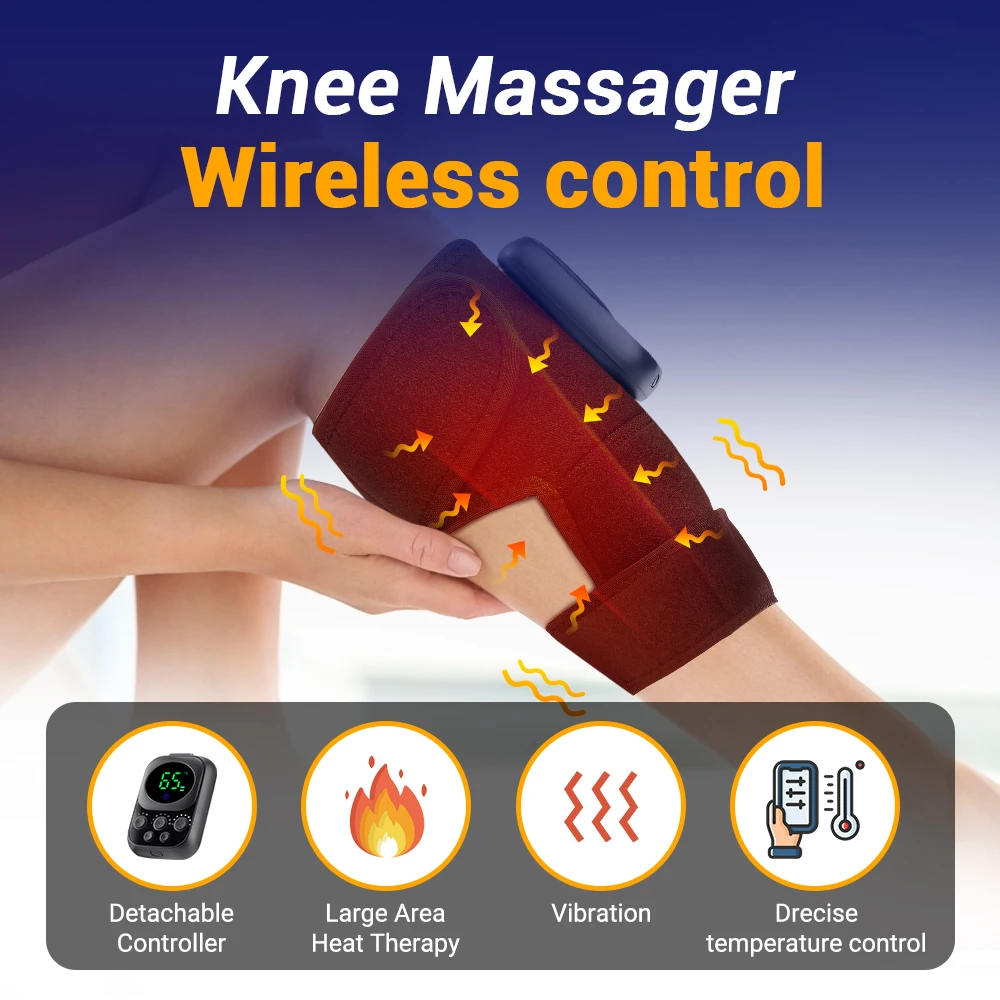 3-In-1 Knee Massager Smart APP Heated Knee Pad Leg Joint Vibration Massage for Shoulder Elbow Detachable Controller Muscle Relax