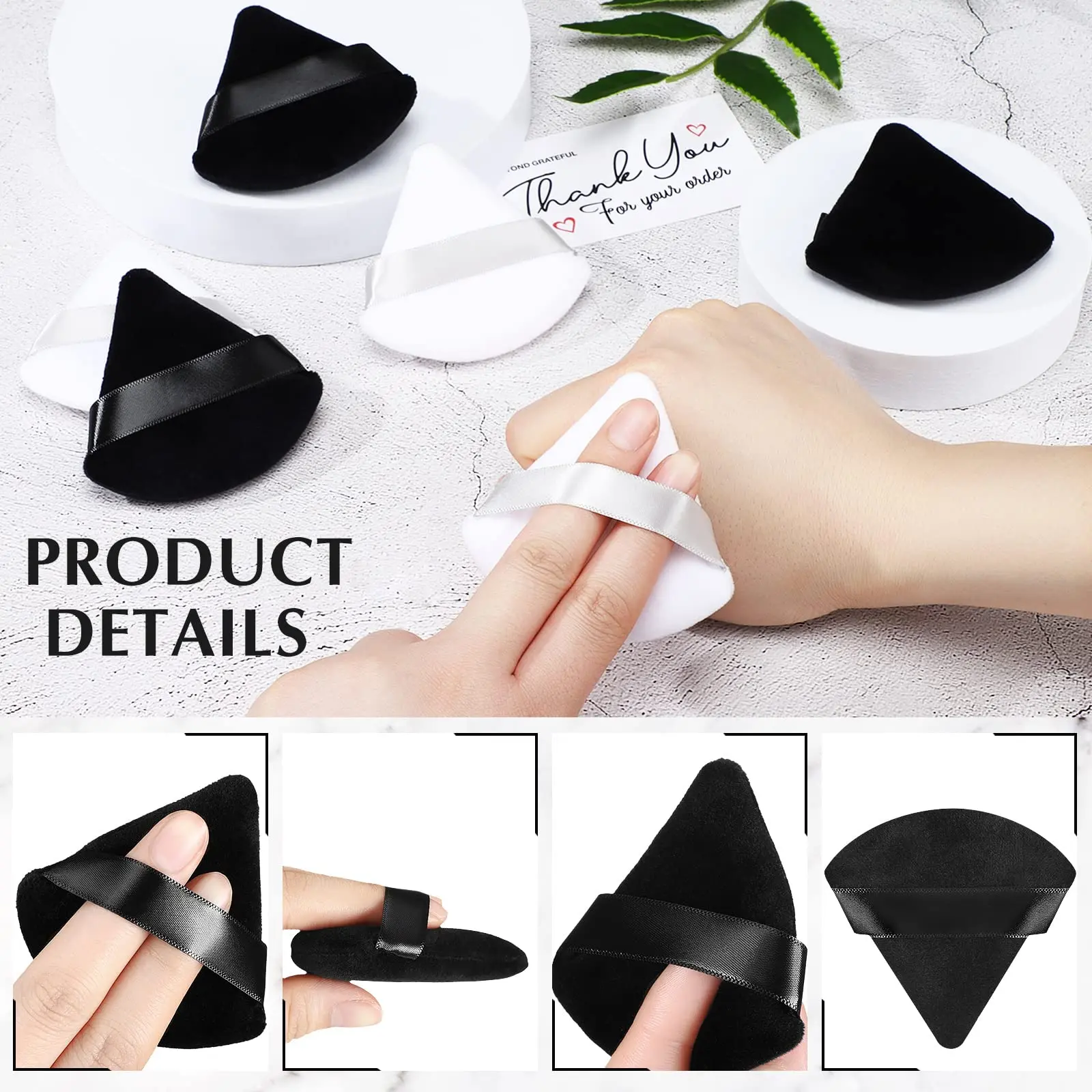 10/20Pcs Triangle Velvet Powder Puff Pizza Flours Mini Face Makeup sponge Cosmetics Washable Lightweight Makeup Tool images - 6