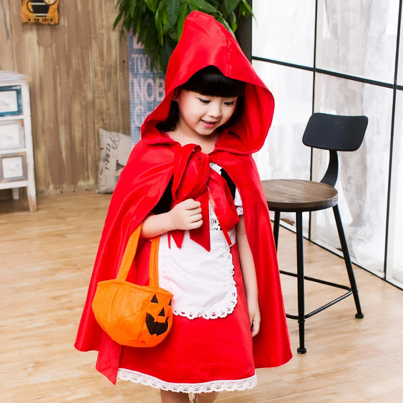 

Little Red Riding Hood Costume Cape Halloween Capelet Cosplay Princess Cloak for Fantasia Party Girls Fancy Dress Up Cloak