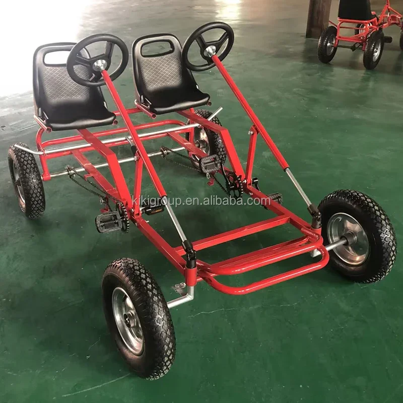 Heavy Duty Adult Go Kart 4-Wheel Pedal Car, Customizable Plastic Outdoor Recreation Cart, Bulk Discounts for Amusement Parks