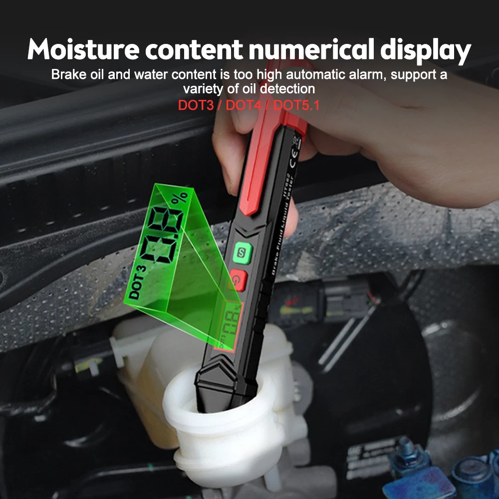 HABOTEST HT662 Car Brake Fluid Moisture Meter Liquid Oil Tester Pen Analyzer For DOT3/DOT4/DOT5.1 Brake oil Quality Flow Meters