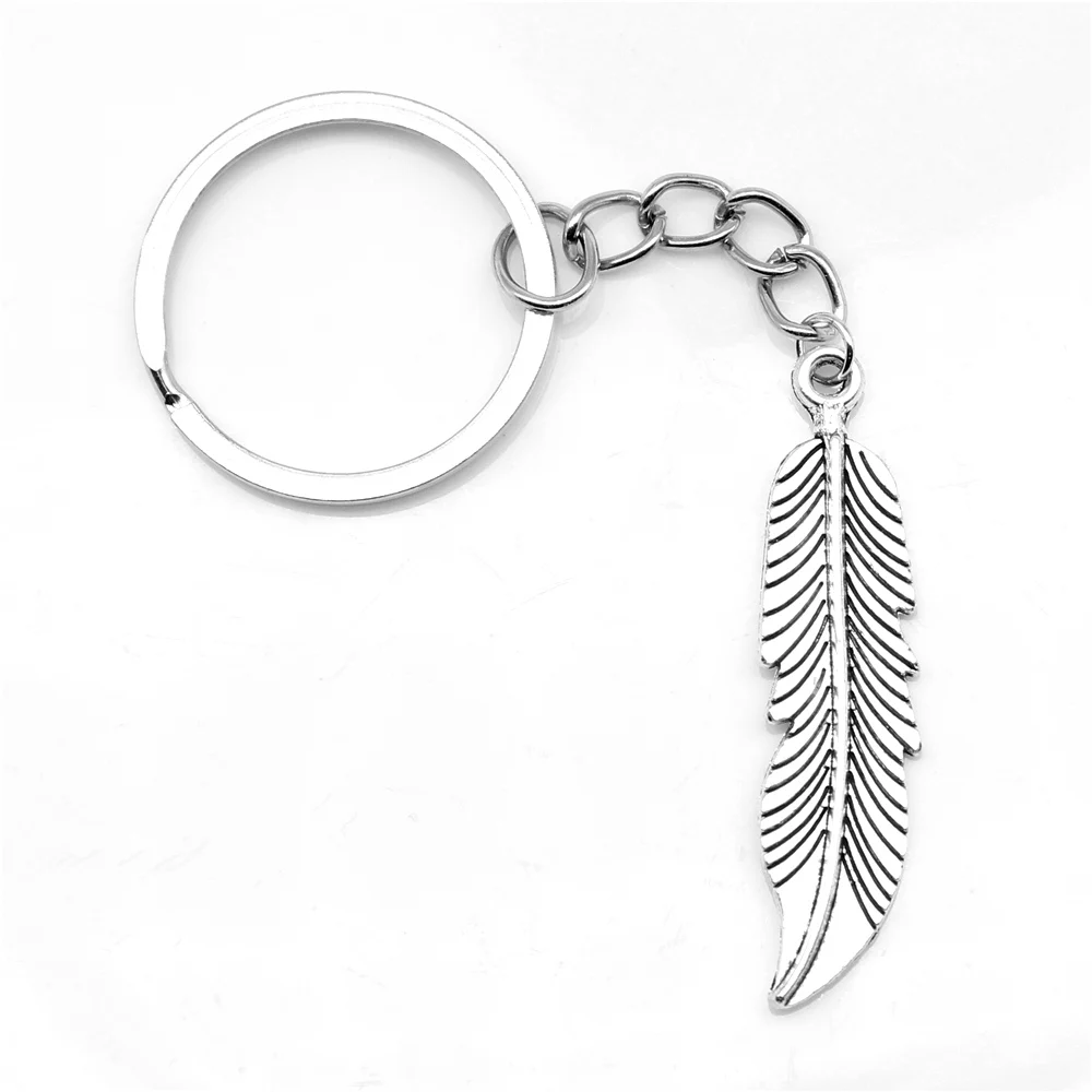 

1 Piece Feathers Keychain Keys Vintage Jewelry 11x45mm