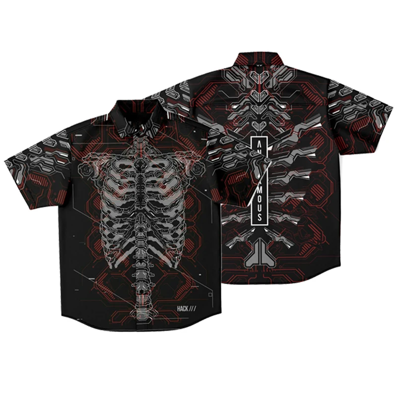 Y2k Hawaiian Shirt Cyber Print Button Down Shirt For Men/Women Unisex Shirts Summer Short Sleeve Hiphop Streetwear