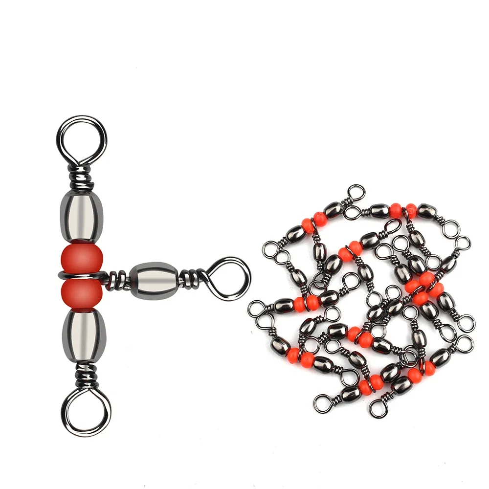 20 connecteurs pêche DNDYUJU à 3 voies avec perles - Émerillons barrel et snap ring pour ligne et leurre
