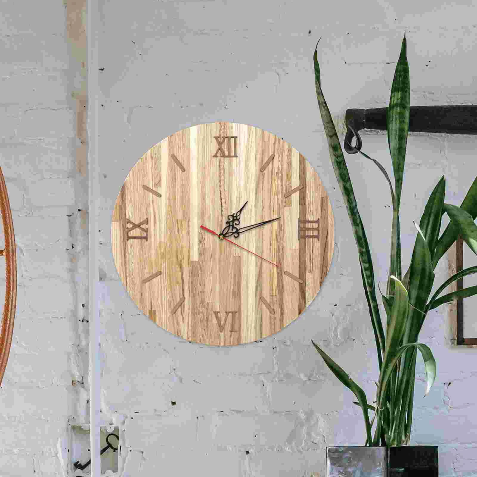 Wall Clock Modern Mirror Big Numbers Frameless Decorative Stickers Wood Kit Roman Numeral