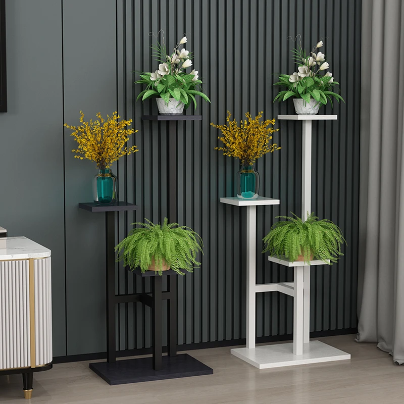 Iron Flower Stand Multiple Flower Pot Holder Shelf T-shape Plant Stand Rack Storage Holder Shelf Home Balcony Garden Decoration