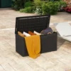 100 Gallon Resin Deck Box with cushion, Waterproof Large Outdoor Storage Box with Padlock for Patio Furniture and Gard 3