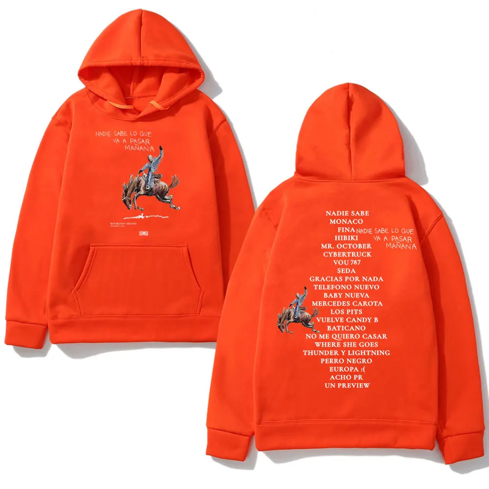 Bad Bunny New Album Nadie Sabe Lo Que Va Pasar Manana Printed Hoodies Men Women Streetwear Sweatshirt Long Sleeve Warm Pullovers