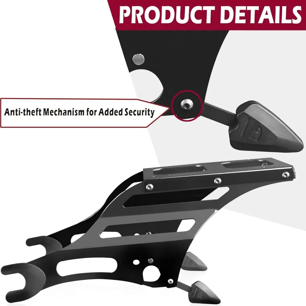 Quick Release Luggage Rack for Indian Chieftain Dark Horse and Road Models with Detachable Two-Up Mounting System