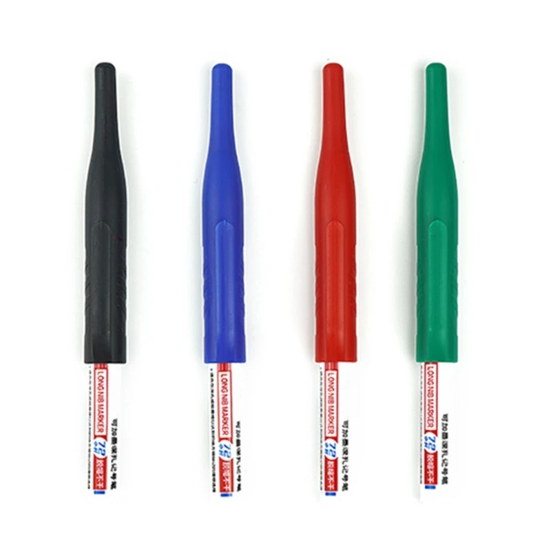4 Pieces 32mm Deep Hole Marker Pens Long Nose Marker Carpenter Ink