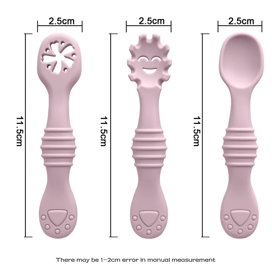 Baby Cartoon Spoon Children's Tableware Set Children Utensil Feeding Set Toddler Silicone Dinnerware Cutlery Baby Accessories 4