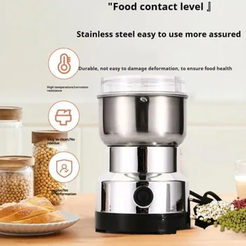 Moongiantgo Coffee Grinder Electric, Mini Spice Grinder, 200W 10s Fast Grinding, Dry Grain Mill for Spices Seeds Rice Beans Seasonings, with Replacment Stainless Steel Blade (Silver, 110V) 1