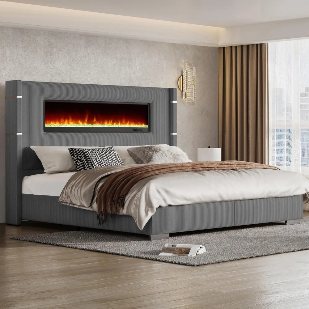 King Wingback Bed with Fireplace 3