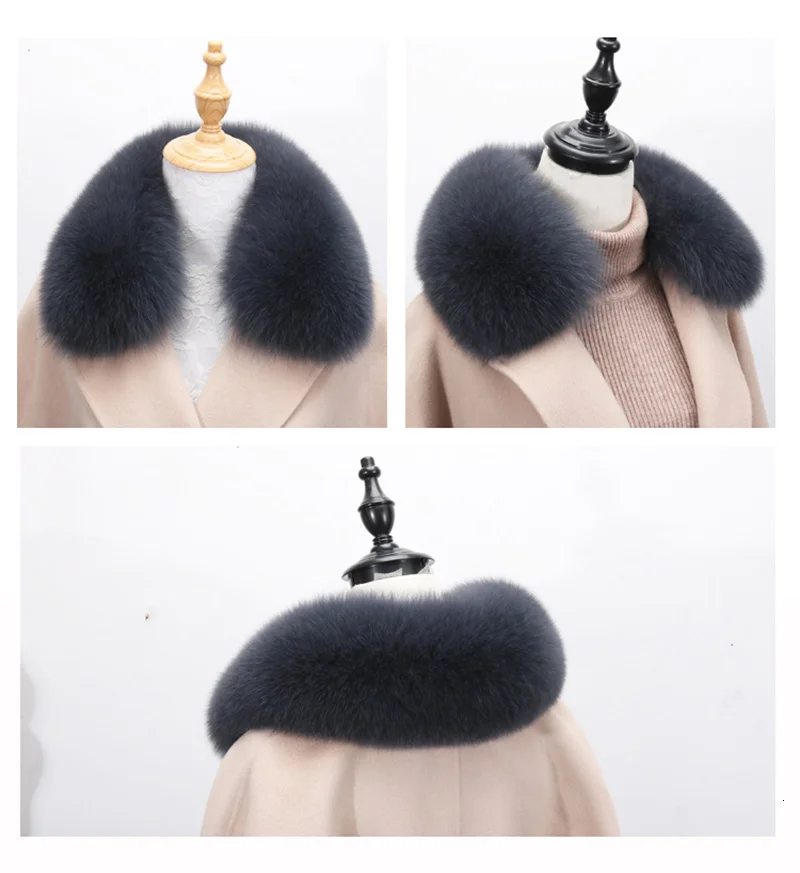 Echt fuchs Pelz kragen Frauen Natur pelz kragen für Kapuze Echt fuchs Pelz Weibliche Daunen jacke Mantel Pelz kragen Flauschige Pelz schals Schal – Detail 9