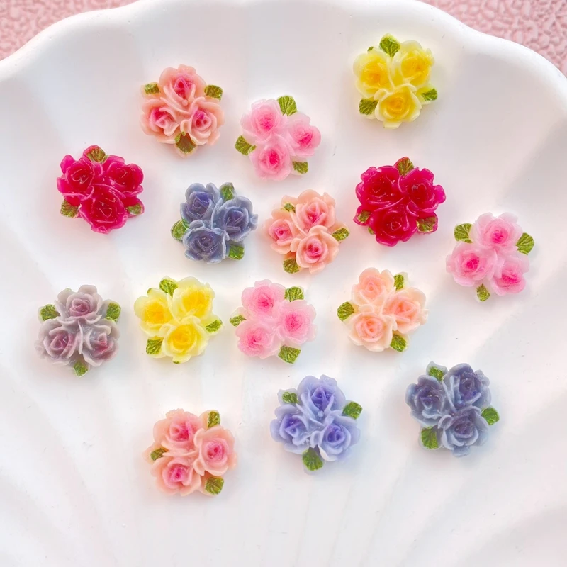 50Pcs-New-Cute-Three-Color-Flower-Series-Resin-Flatback-Ornament ...
