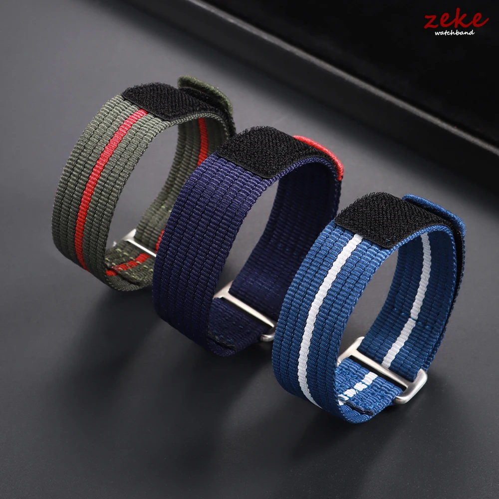 Durable Nylon Canvas Military Sports Watch Strap - Hook & Loop Closure
