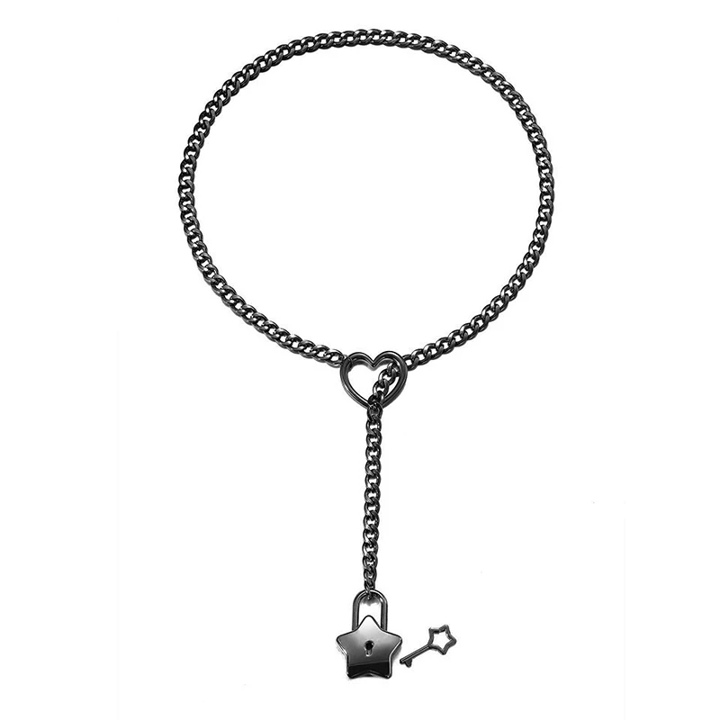 Geaanen Heart O-Ring Slip Chain Necklace,Collana Punk Gotica in