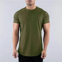 Chemises à manches courtes respirantes en coton uni pour hommes, vêtements de sport, musculation, fitness, course à pied, entraînement musculaire, salle de sport, été 6
