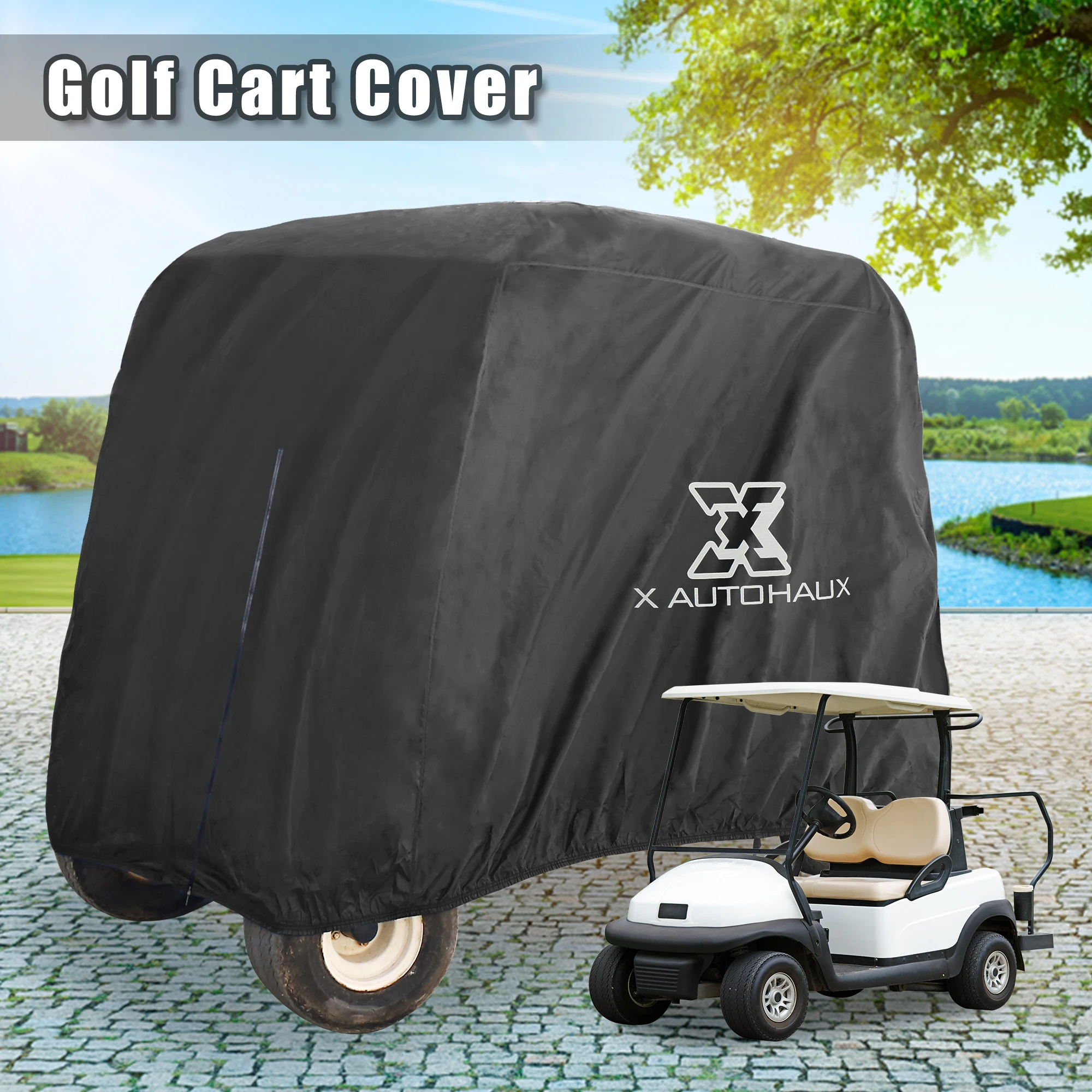 X Autohaux Waterproof Golf Cart Cover 400D Protective Outdoor Cover Sunproof Dustproof for 2 / 4 Passengers Golf Cart Accessory - 1