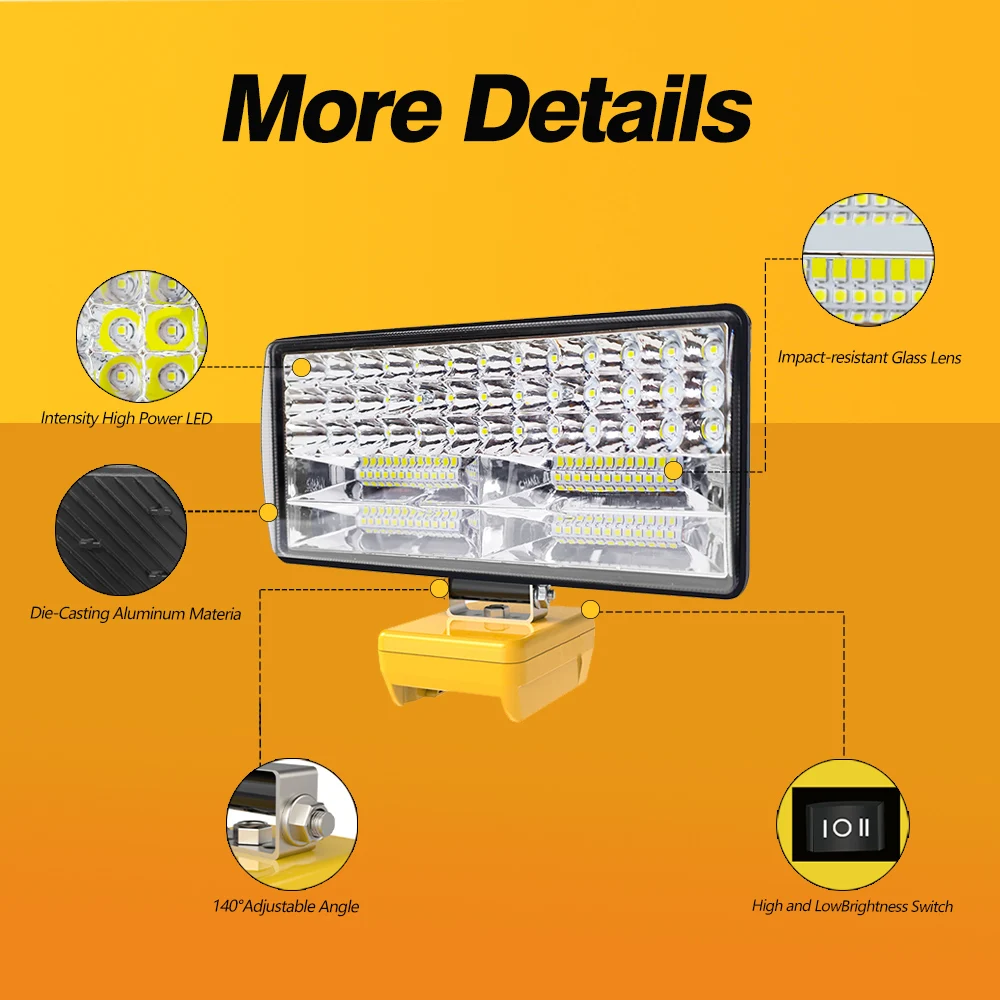 Portable lantern LED Light Spotlights Cordless Outdoor Work Fishing Handheld Emergency Tool Light Fit Dewalt 18V Battery portable lanterns portable spotlight portable flashlight portable work lights portable work light emergency lights portable torch camping light camping lamp camping lantern