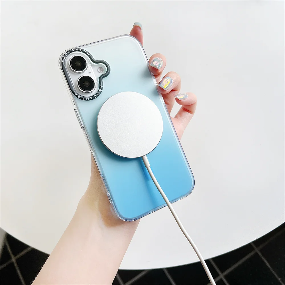 Pour iPhone 16 Pro Max Gradient Aurora Slim Matte Magnetic Case Pour iPhone 11 12 13 14 15 16 Pro Max Plus Mini Housse Antichoc_voghion.com