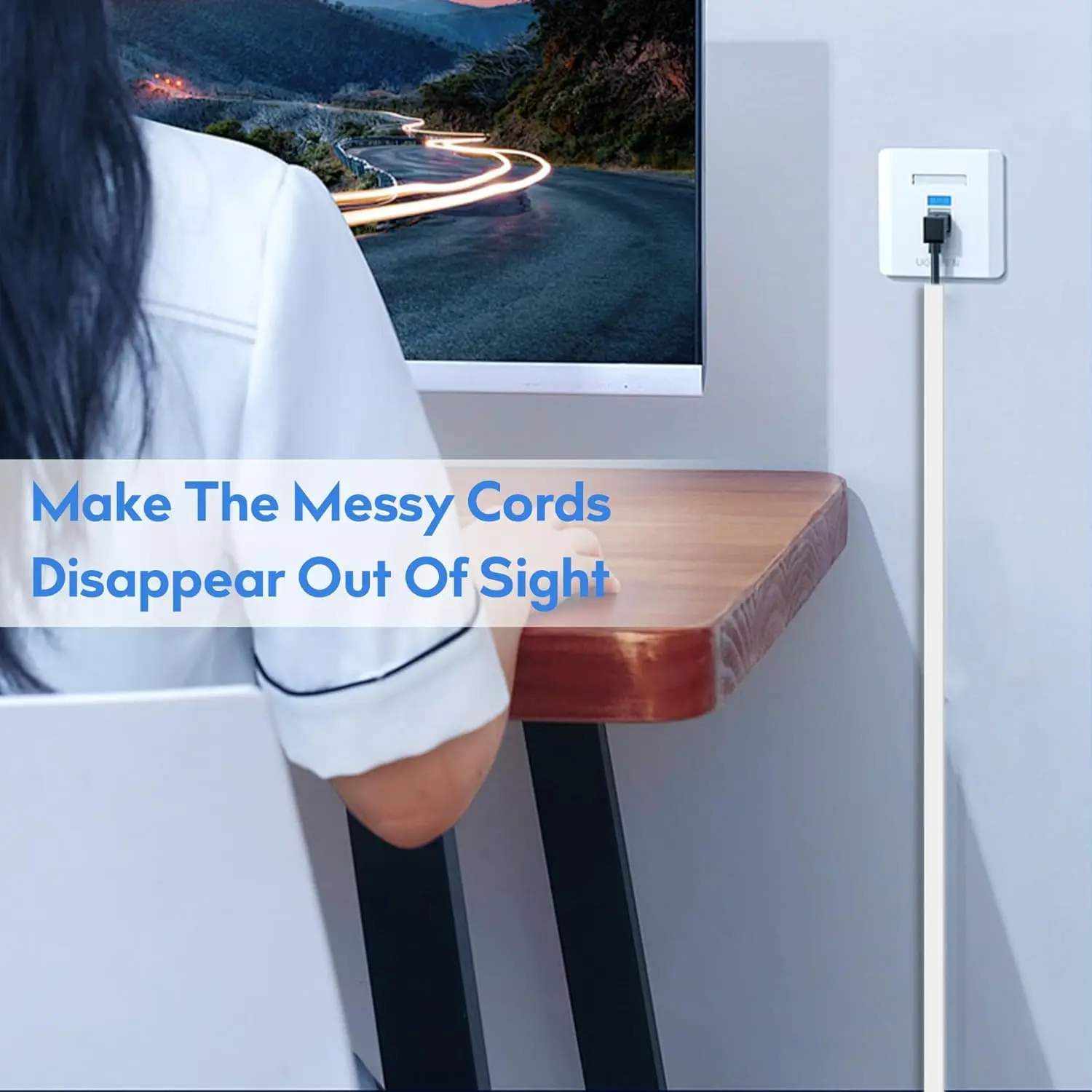 One Cord Cover Wall 142" Mini Wire Hider, Wire Cover for Hiding Speaker Wire, Baby Monitor Cord-Paintable Cable Raceway