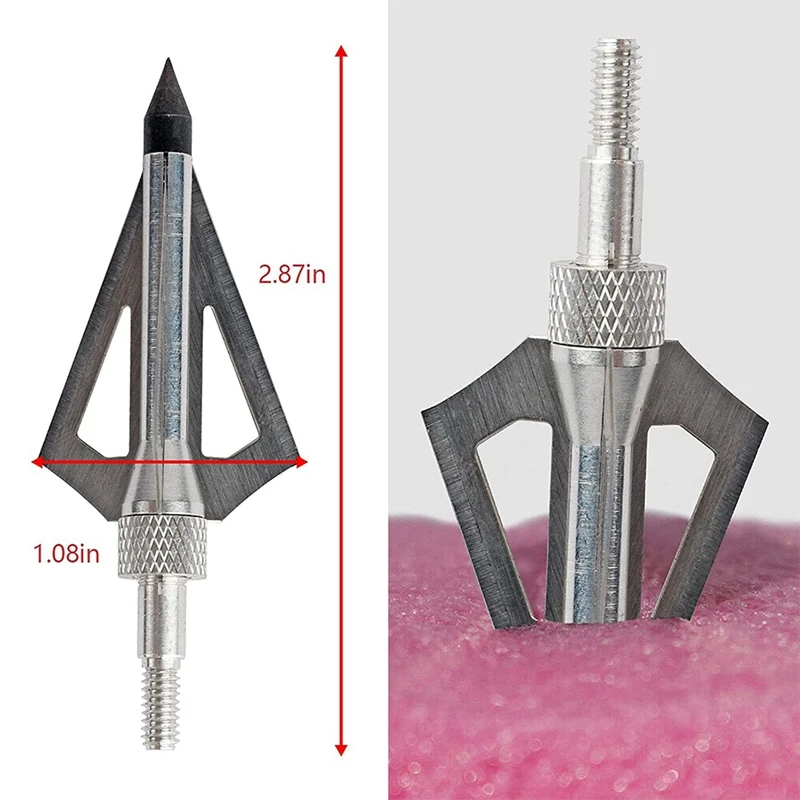 12 Pcs Metal Hunting Archery Broadheads 100 Grain 3 Blades Blades Arrowheads Compatible With Crossbow And Compound Bow 4