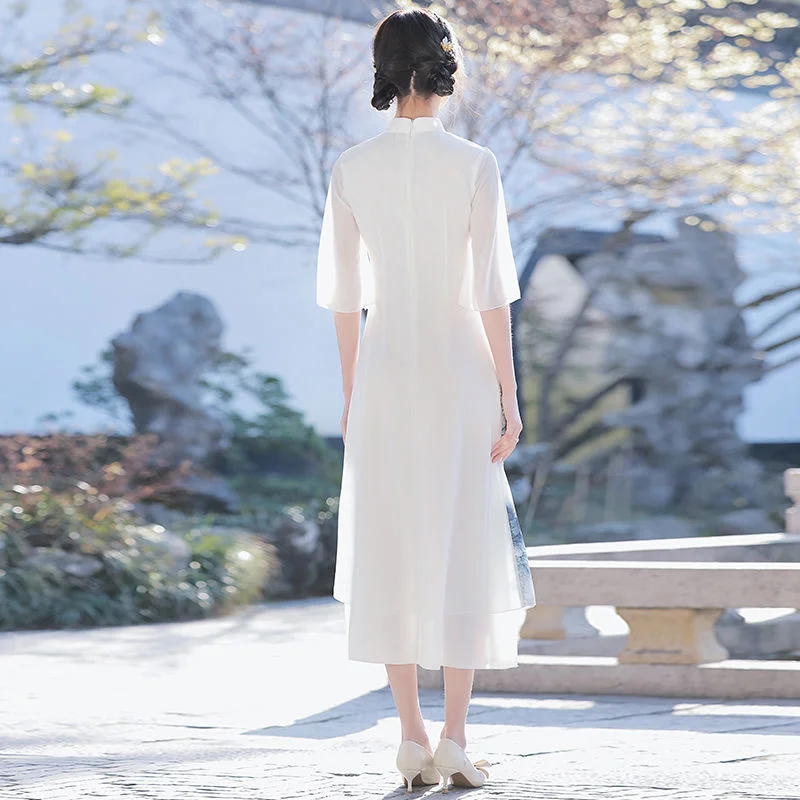 Improved Cheongsam 2024 Women's Summer High-end Chiffon Long Dress