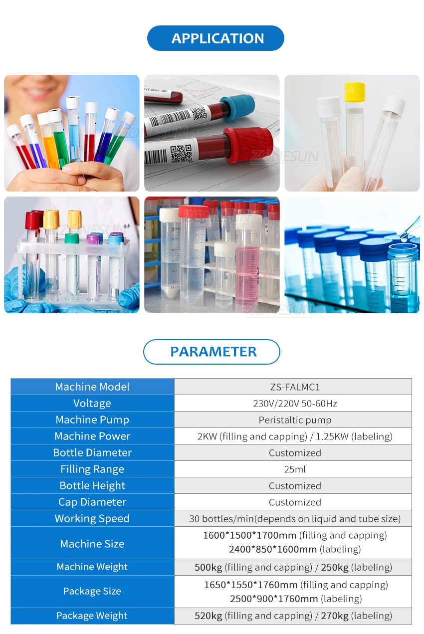 ZONESUN ZS-FAL180Z3 Full-automatic Peristaltic Pump Liquid Filling Capping Labeling Production Line
